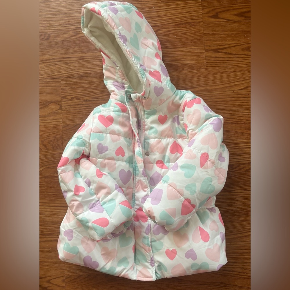 Kids|4T Puffer Jacket Heart Patterned - Picture 3 of 7